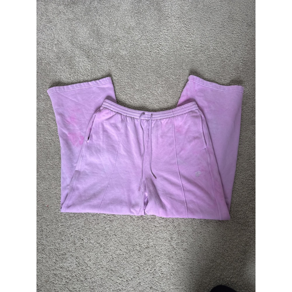 Victoria's Secret PINK Lavender Wide Leg Sweatpants XL Purple Pintuck‎ Fleece